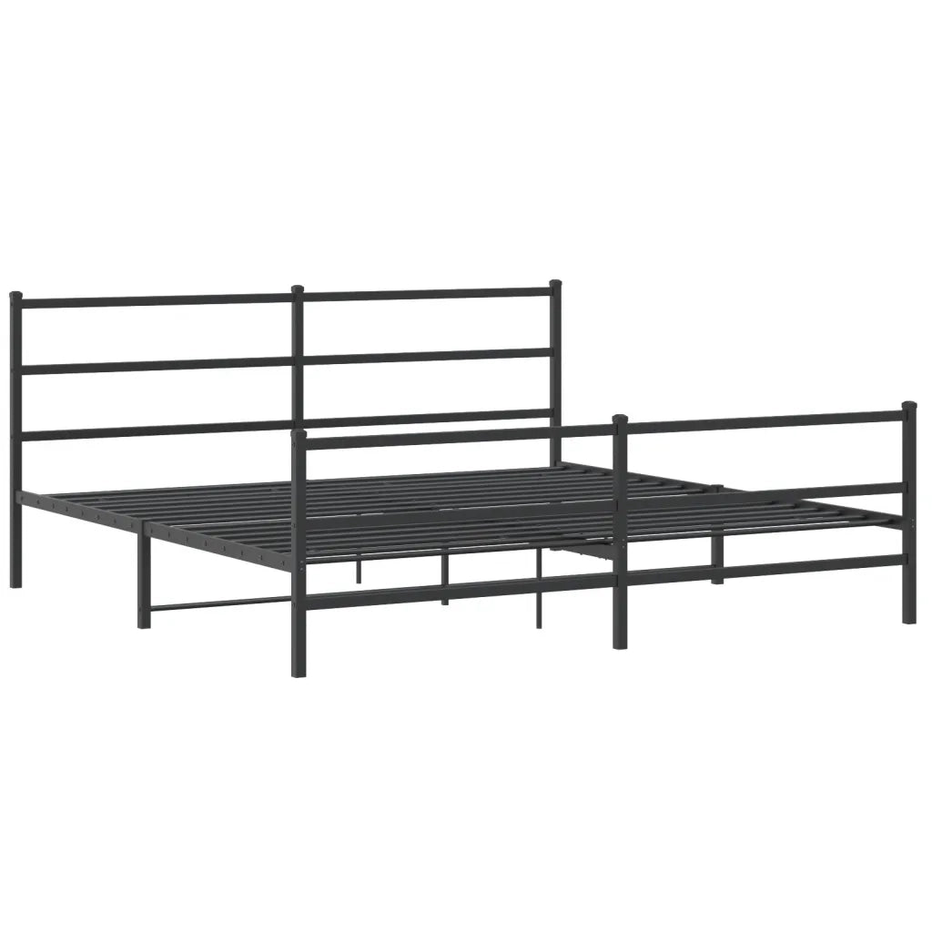 vidaXL Giroletto con Testiera e Pediera Metallo Nero 200x200 cm