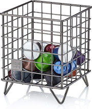 Cassa per capsule di caffè in acciaio inossidabile - grande capacità 80+ contenitore per capsule di caffè - nero con logo a stampa - contenitore per capsule di caffè - compatibile con capsule Nespresso Tassimo Dolce Gusto