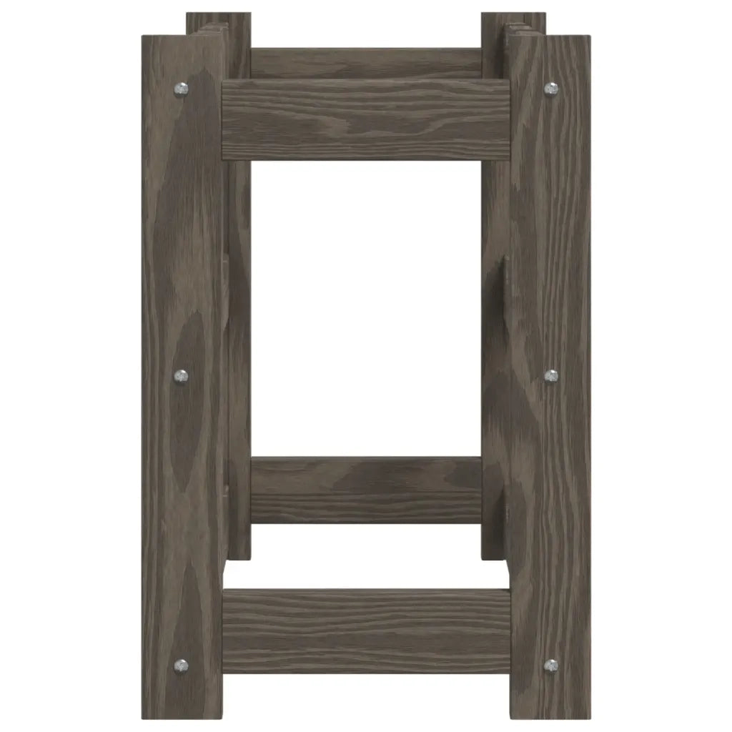 Portabottiglie per 12 Bottiglie Grigio Legno Massello di Pino 373377