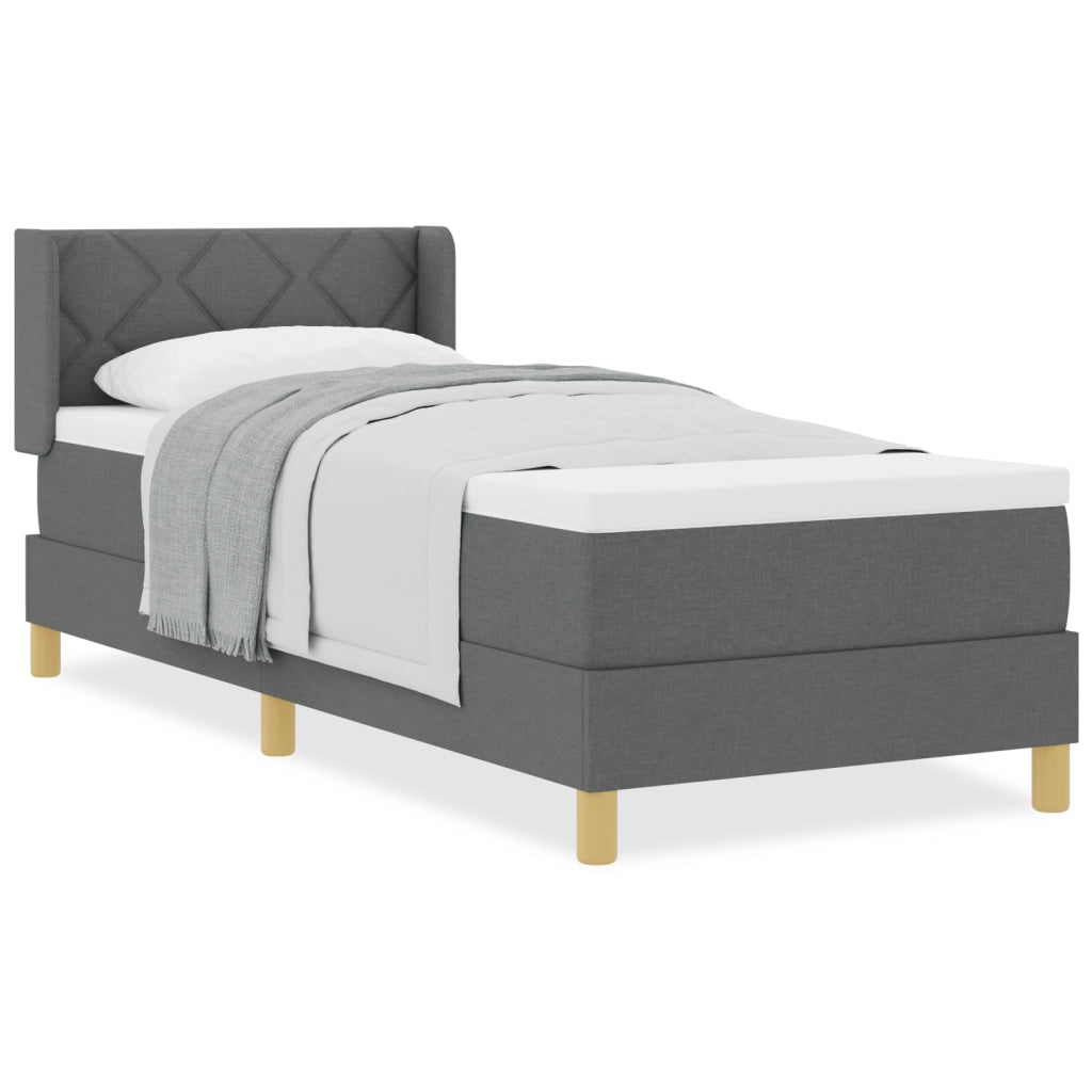 Letto box spring e materasso grigio scuro 80x200 cm in tessuto