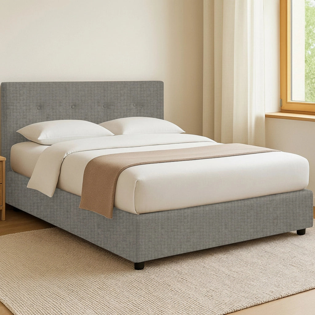 Preston, Letto Matrimoniale Sfoderabile Made in Italy, Grigio Cenere