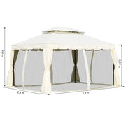 Easycomfort Gazebo da Giardino 4x3m con Zanzariera, Tende e Doppio Tetto in Alluminio e Poliestere, Crema