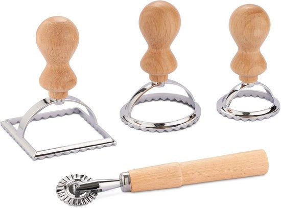 Set di 4 ravioli taglierini con maniglie in legno per pasta fatta in casa