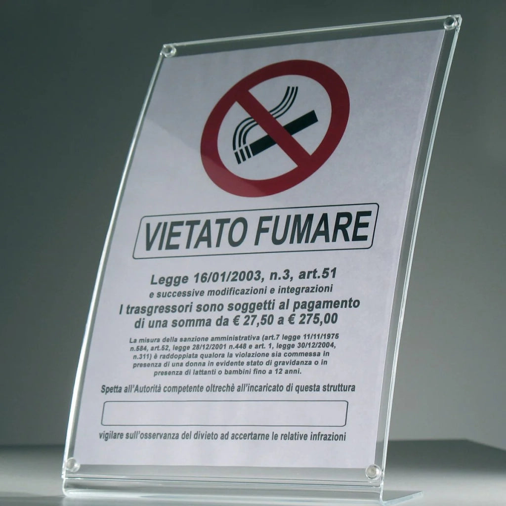 Porta avvisi da banco magnetico in Plexi profilo curvo Monofacciale - A4 Verticale