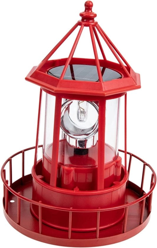 Lampada da giardino alimentata da energia solare con lampada a LED rotante (rosso).