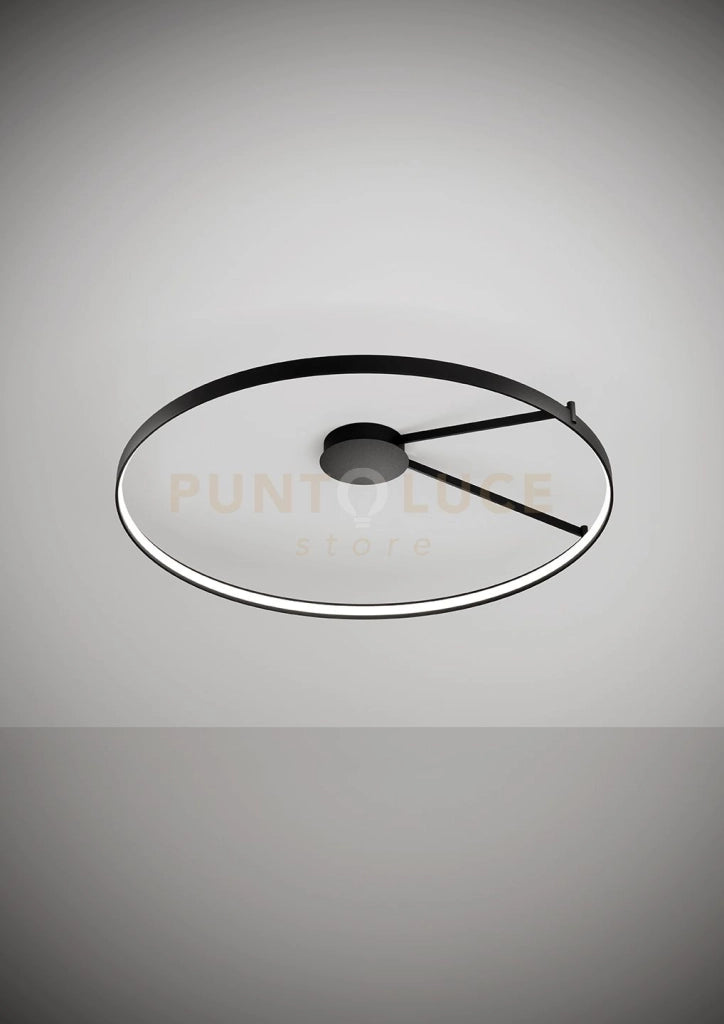 ANELLO LAMPADA DA  SOFFITTO NERO VERNICIATO DIAM.109cm 3000K 4258LM 65W  DIMMERABILE DALI