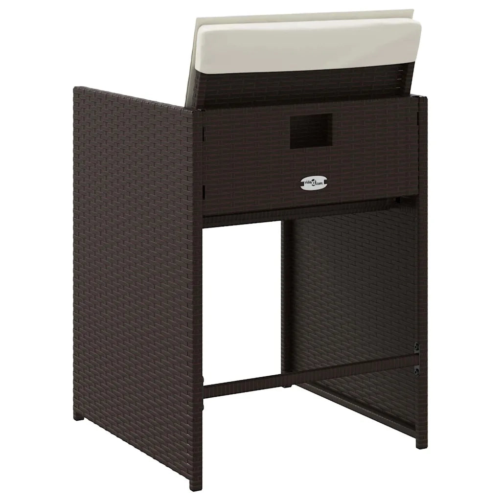 Sedie da Giardino con Cuscini 4 pz | Sedie da Esterno Marroni in Polyrattan