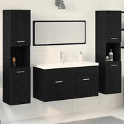 Set di mobili per il bagno 4 pcs Rovere Nero Legno multistrato 3334379