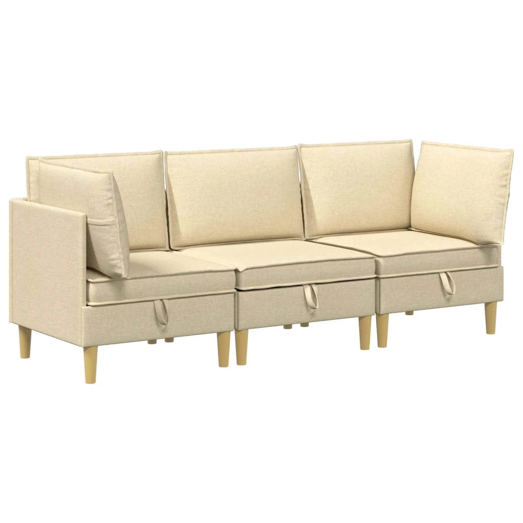 Set di divani modulari con spazio di archiviazione 3 pcs Crema