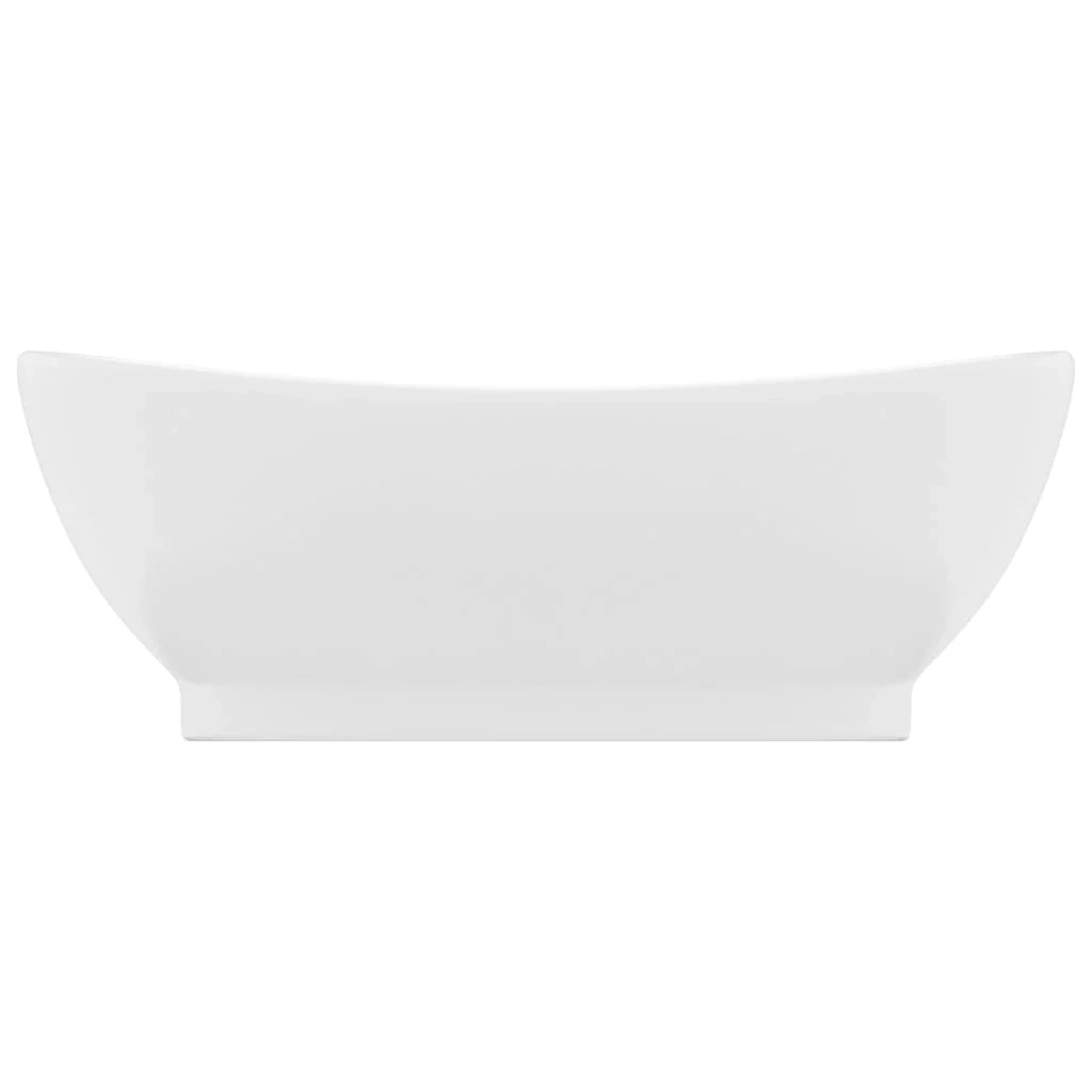 Lavabo ovale di lusso con troppopieno lavabo da appoggio lavabo da bagno arredamento per la casa 58,5 x 39 cm ceramica bianca opaca 02_0002674