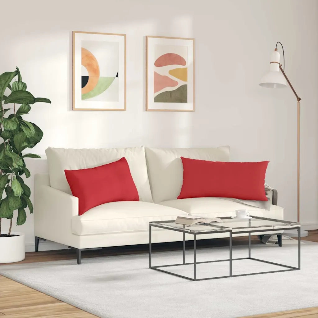 Cuscini da Divano 2 pz | Cuscini per sedie Rosso 80 x 40 cm Tessuto