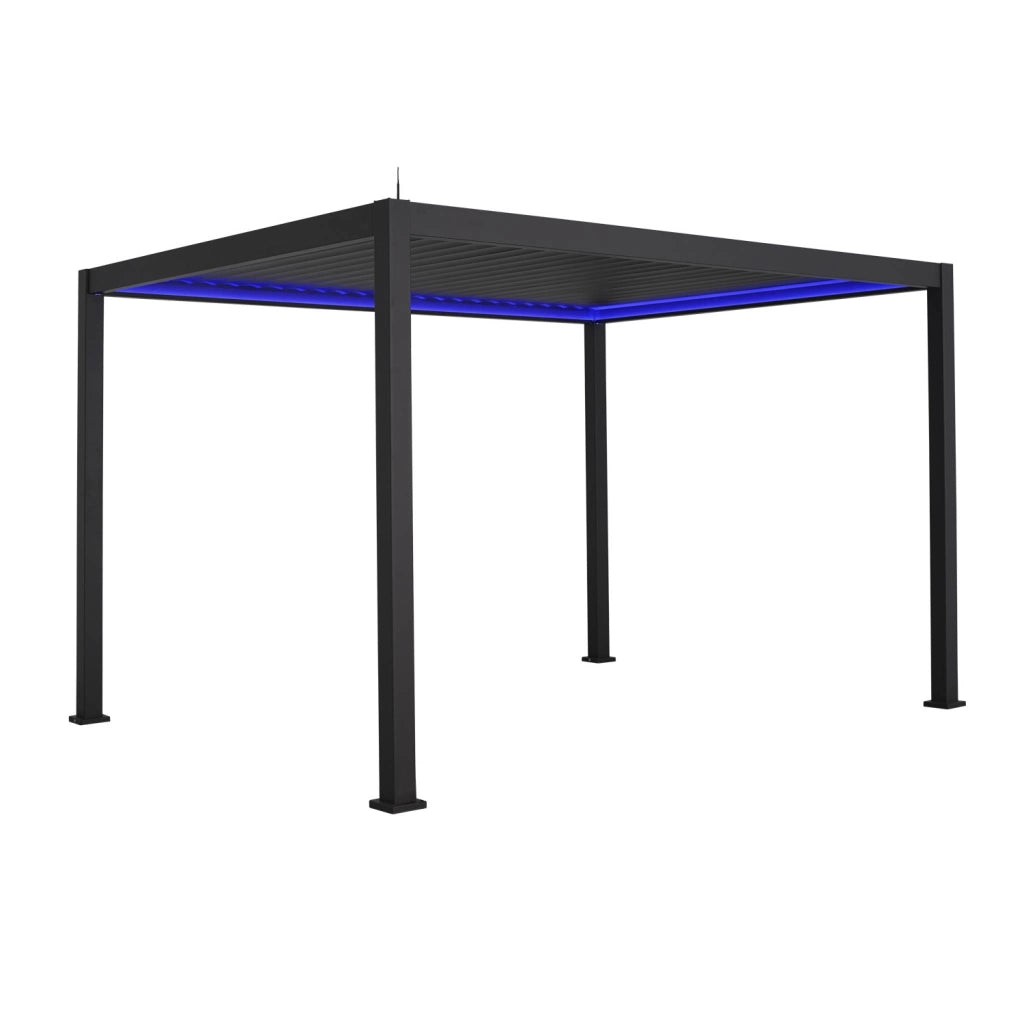 Pergola bioclimatica elettrica 3x4m in alluminio con illuminazione a