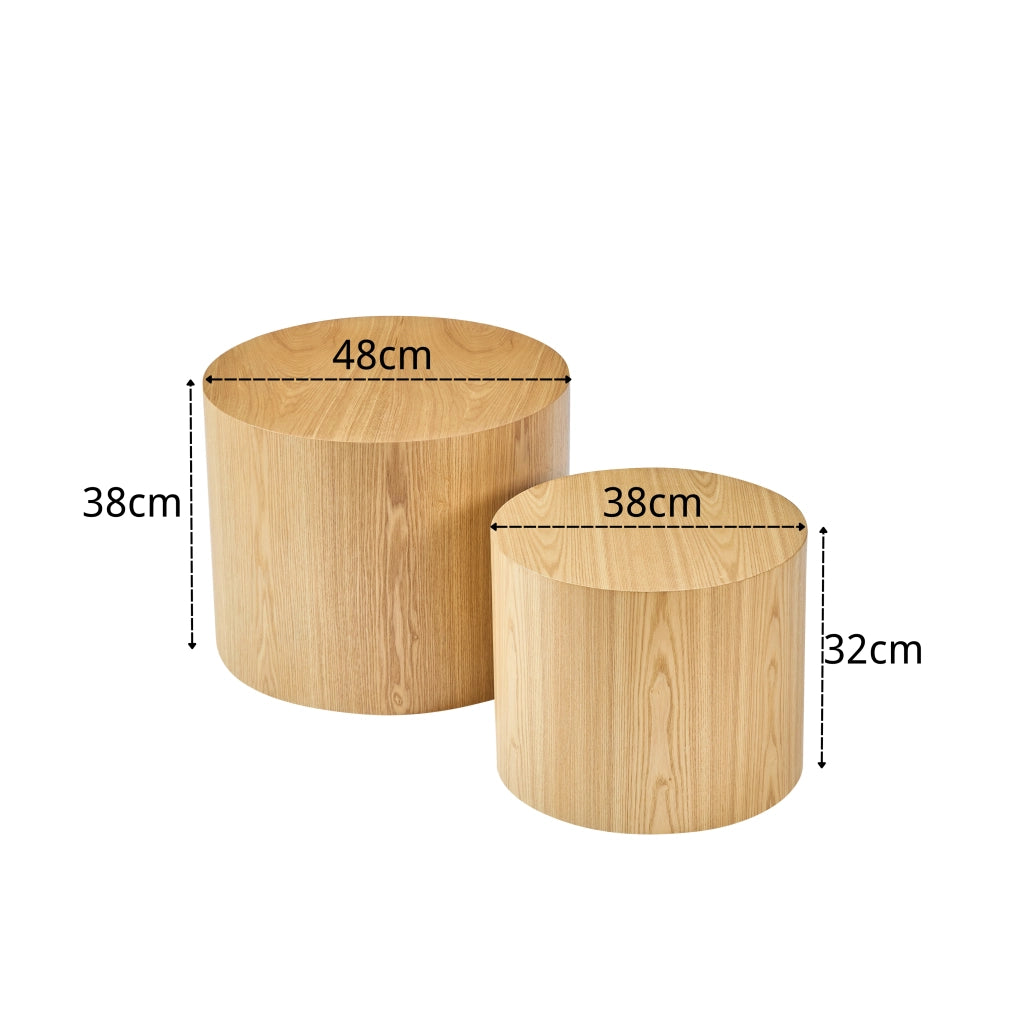 TAVOLINI Nesting Set da 2 pezzi Colore Naturale MDF