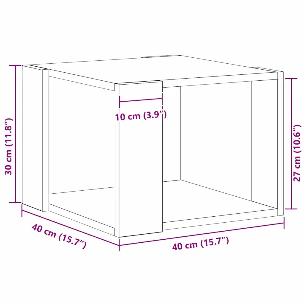 Tavolino da salotto Rovere Nero 40 x 40 x 30 cm 862607