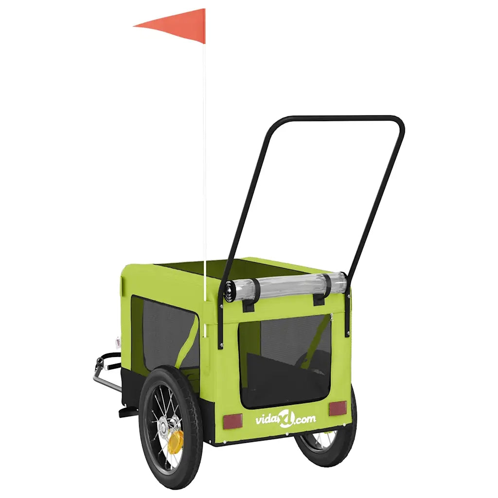 Rimorchio da Bici per Animali Verde e Nero Oxford e Ferro CFW1999326