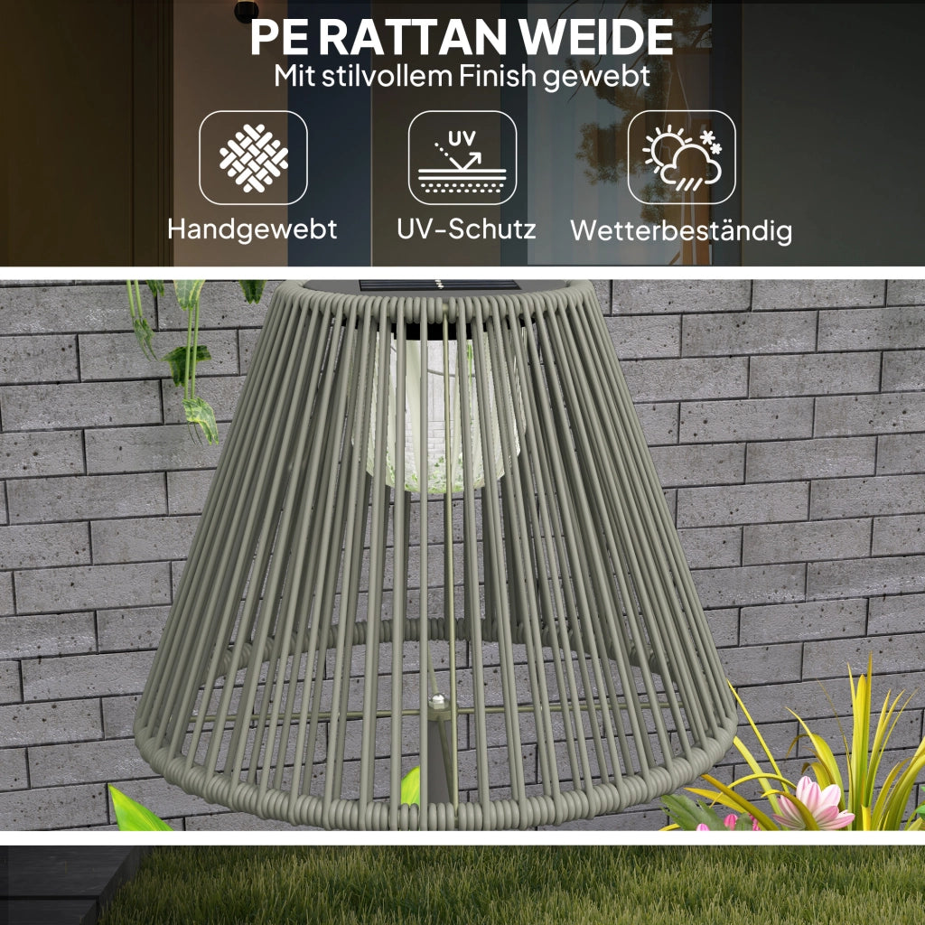Lampada da Esterno a Energia Solare Rattan con Sensore di Luce ¨C zephmum ¨C 33x135 cm