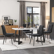 Tavolo da pranzo per 4 persone con 4 sedie, piano rettangolare, stile moderno, in MDF, grigio, 117 × 68 × 75 cm