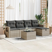 Set Divano da Giardino 6pz con Cuscini Grigio Chiaro Polyrattan 3325478