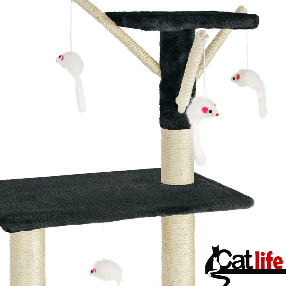 Tiragraffi per Gatti Albero Sisal Parco Giochi Gioco x Gatto Tira Graffi Nero