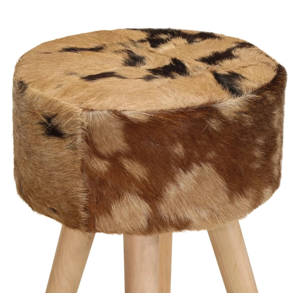 Sgabelli da Bar 2 pz Marroni Legno di Mango Grezzo e Vera Pellecod mxl 71349