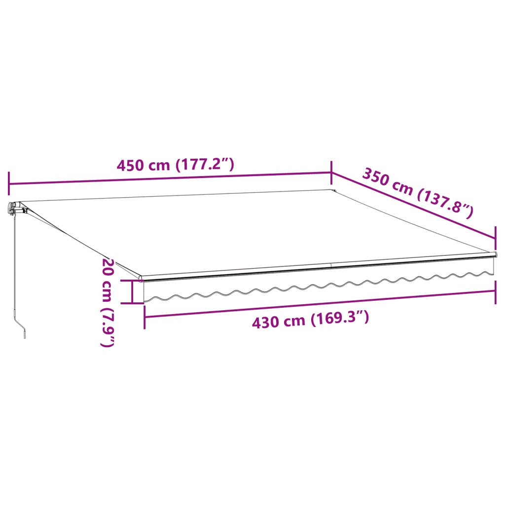 Tenda da Sole Retrattile Manuale con LED Bordò 450x350 cm 3214987
