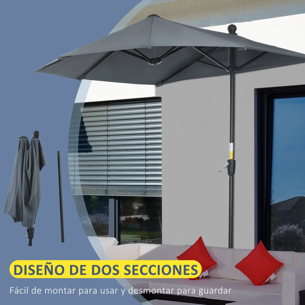 Ombrellone da Giardino 200x190x240 cm con Base a Croce ¨C Zephmum ¨C Grigio Acciaio