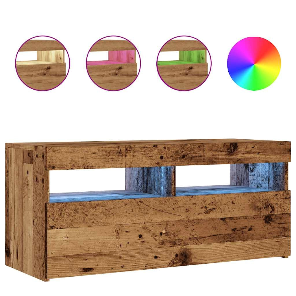 Mobile TV multimediale scaffale TV credenza mobile TV sala da pranzo soggiorno camera da letto con luci LED legno invecchiato legno ingegnerizzato marrone 02_0026837