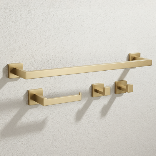 Set Accessori Da Bagno Rio Brush Gold 4 Pezzi