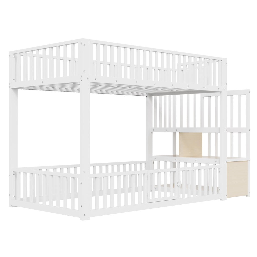 Letto a Castello con Scala e Contenitore LED ¨C Xylo ¨C Bianco 90x200