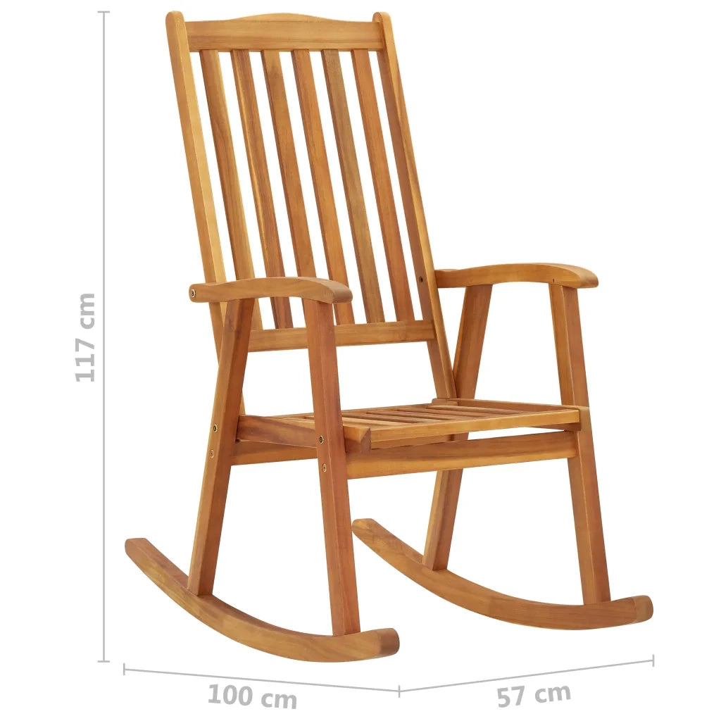 Sedia a Dondolo con Cuscini in Legno Massello di Acacia cod mxl 40461