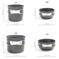 Toboli Set di stoviglie da campeggio 16 pz con posate, padelle, pentole, fornello