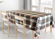 Tovaglia Cucina Soggiorno Antimacchia Idrorepellente Fantasie Tartan Splash - Rotonda 160cm - Bianco