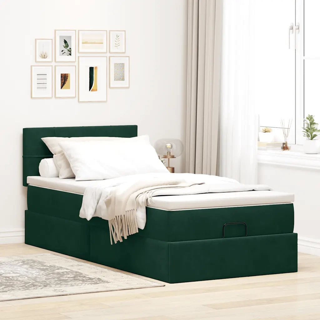 Struttura Letto Pouf con Materasso 90x190 cm in Velluto 3312593