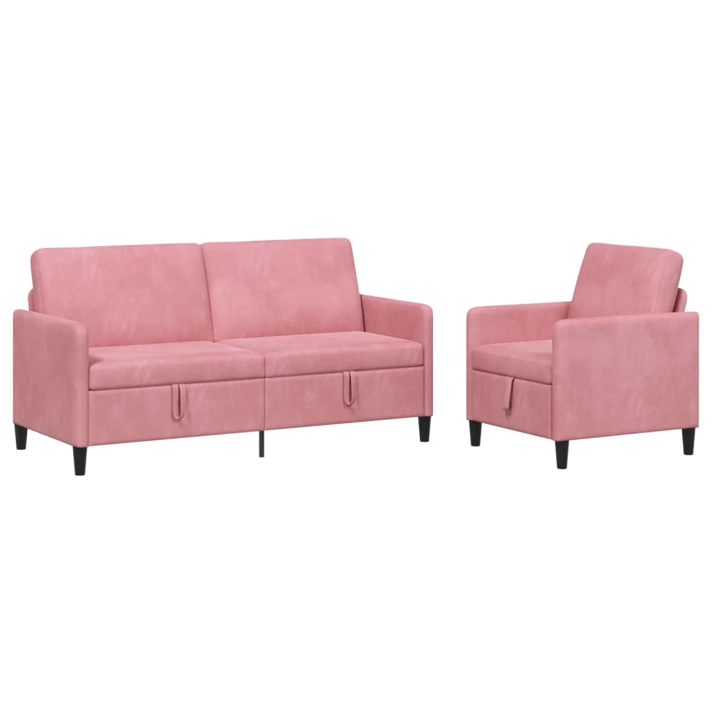 Set di Divani con Storage 2 pz Rosa Poliestere 3429222