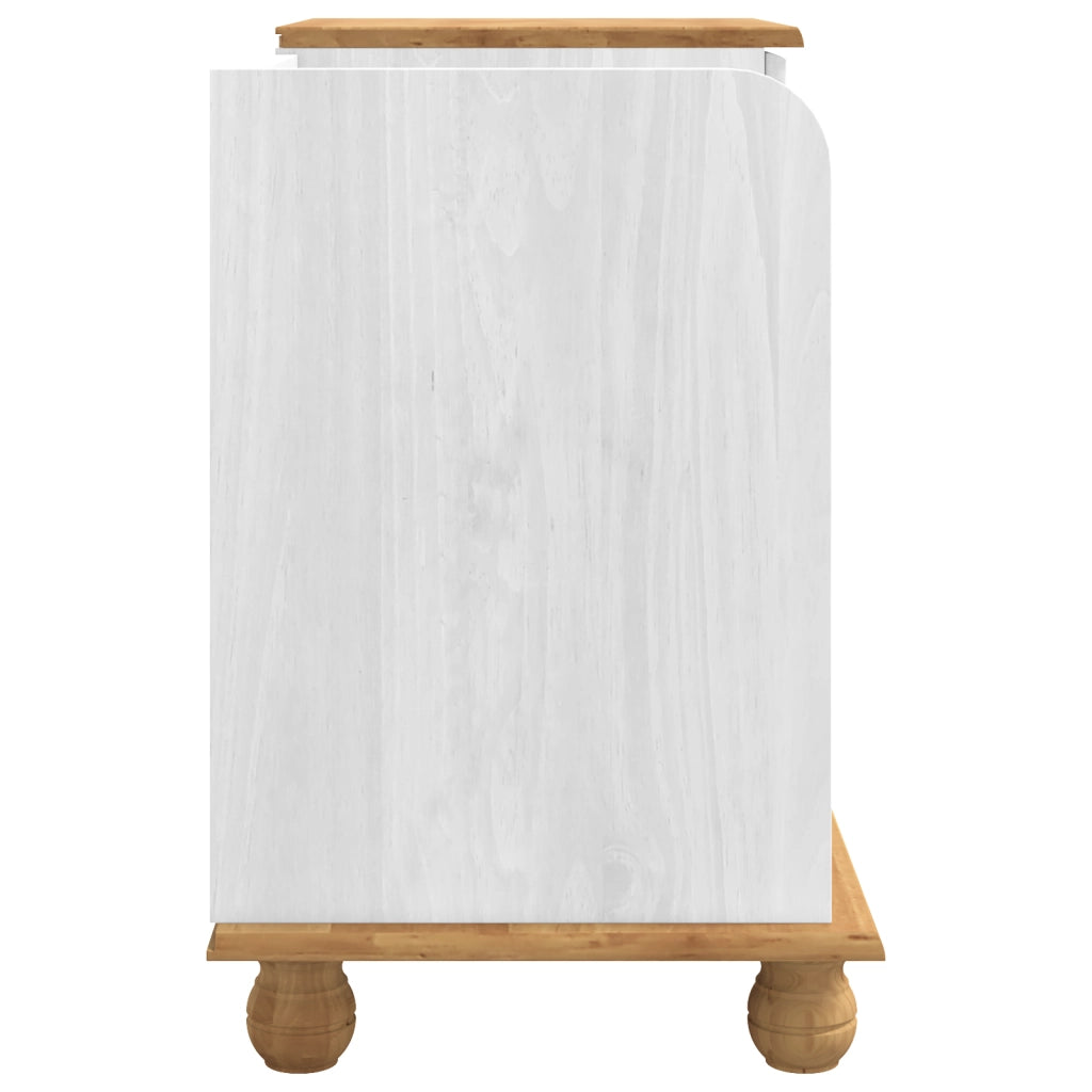 Panchina di Stoccaggio per Ingresso ASKIM Bianca 100x39x62 cm Legno Massello Pino