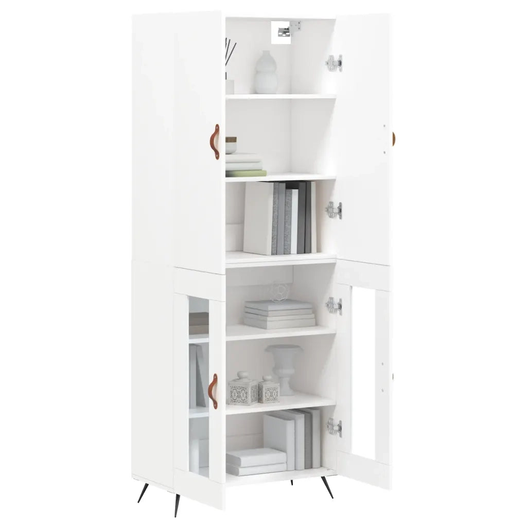 Credenza-Buffet-Armadio da cucina Bianca 69,5x34x180 cm in Legno Multistrato 508081