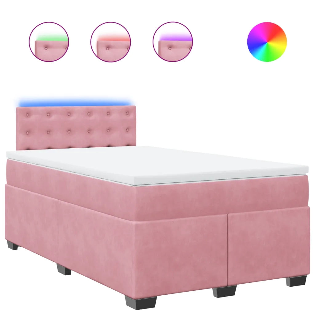 vidaXL Giroletto a Molle con Materasso Rosa 120x200 cm in Velluto
