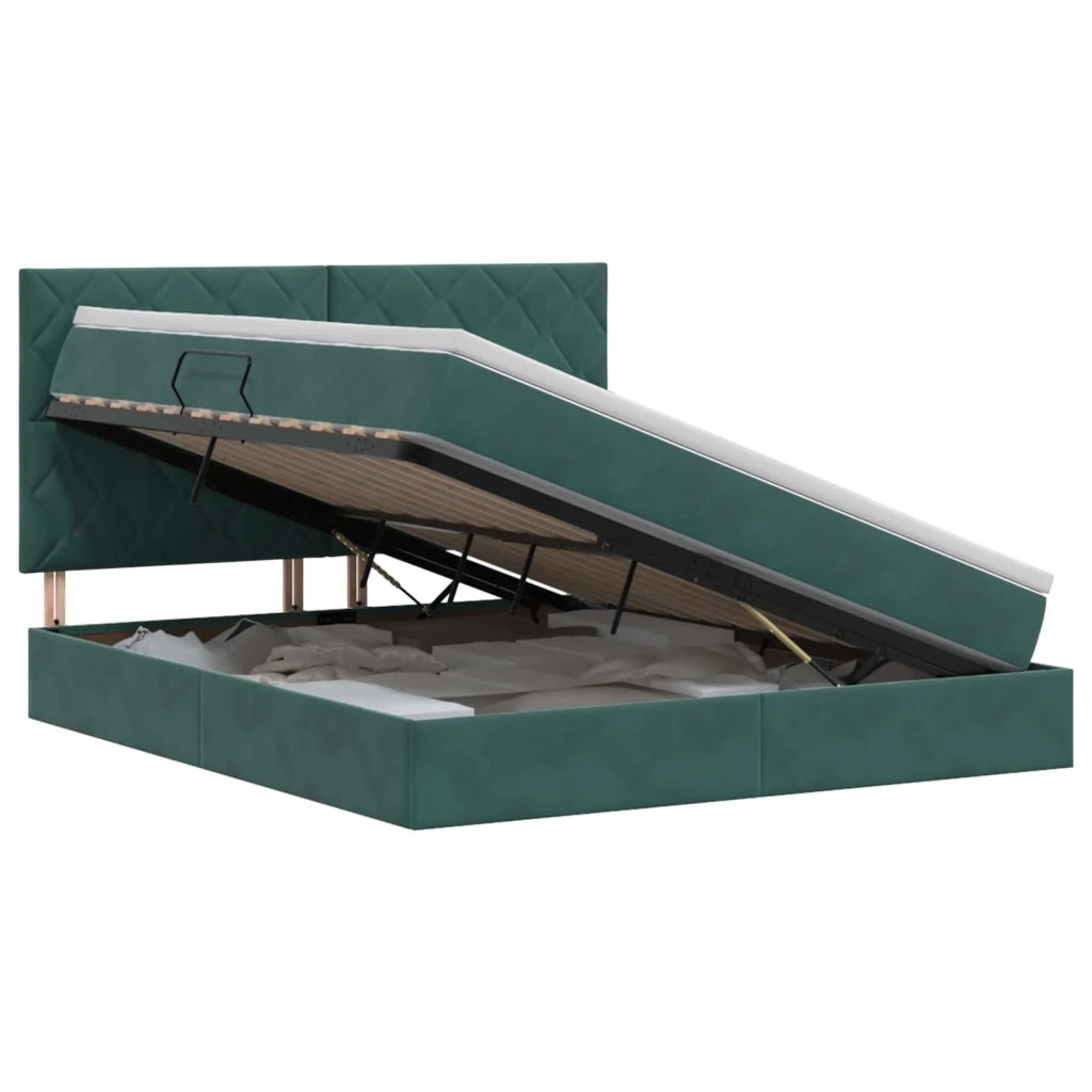 Letto con contenitore e materasso Verde Scuro 180 x 200 cm 3459768