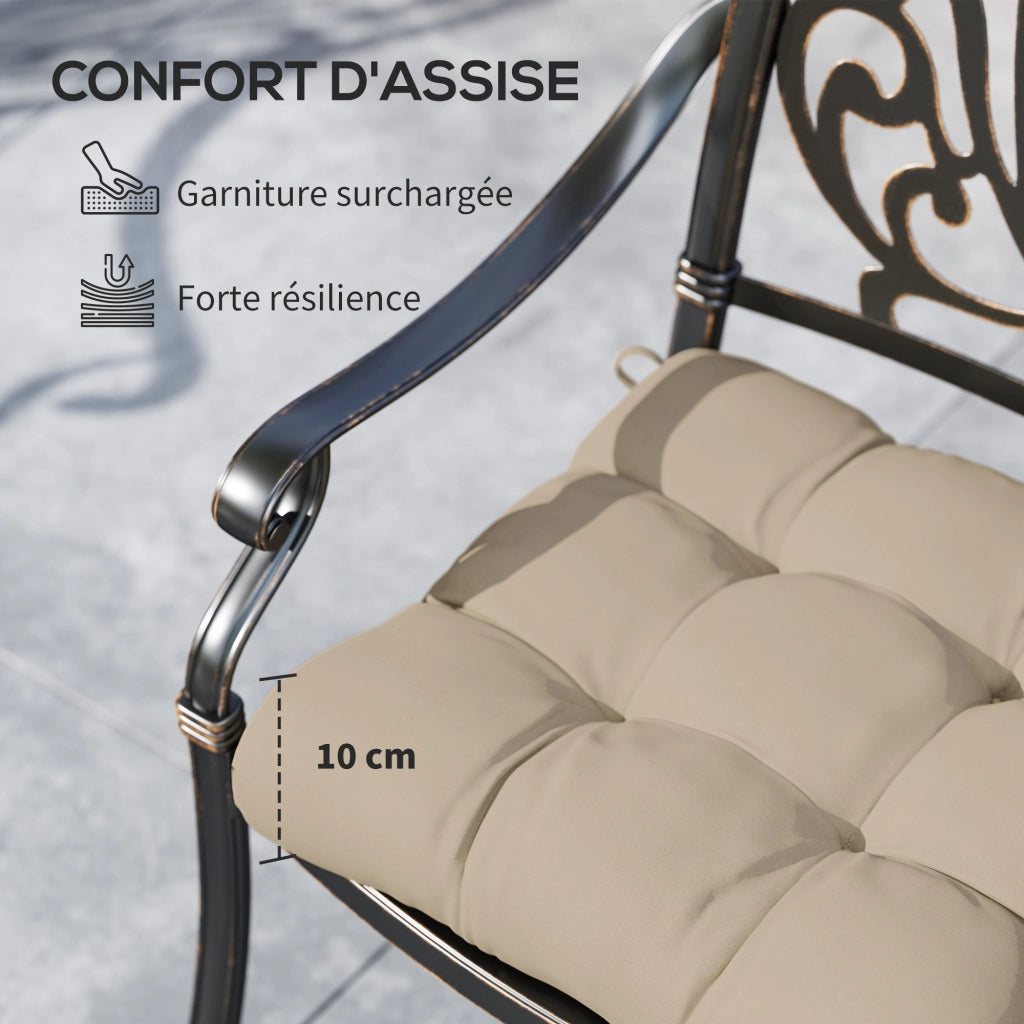 Cuscini da giardino per sedie ¨C zephmum ¨C 4 pezzi, 48x48 cm, kaki, con imbottitura 10 cm e cinghie
