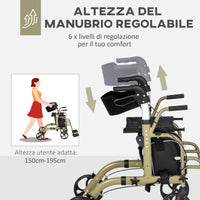 Deambulatore per Anziani e Disabili 59x104x88-101 cm Pieghevole con Poggiapiedi Giallo e Verde