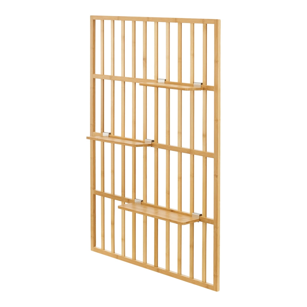 Scaffale dal design senza tempo per soggiorno/camera da letto mobiletto portaoggetti da parete 120 x 80 x 13 cm bambù naturale 03_0011277