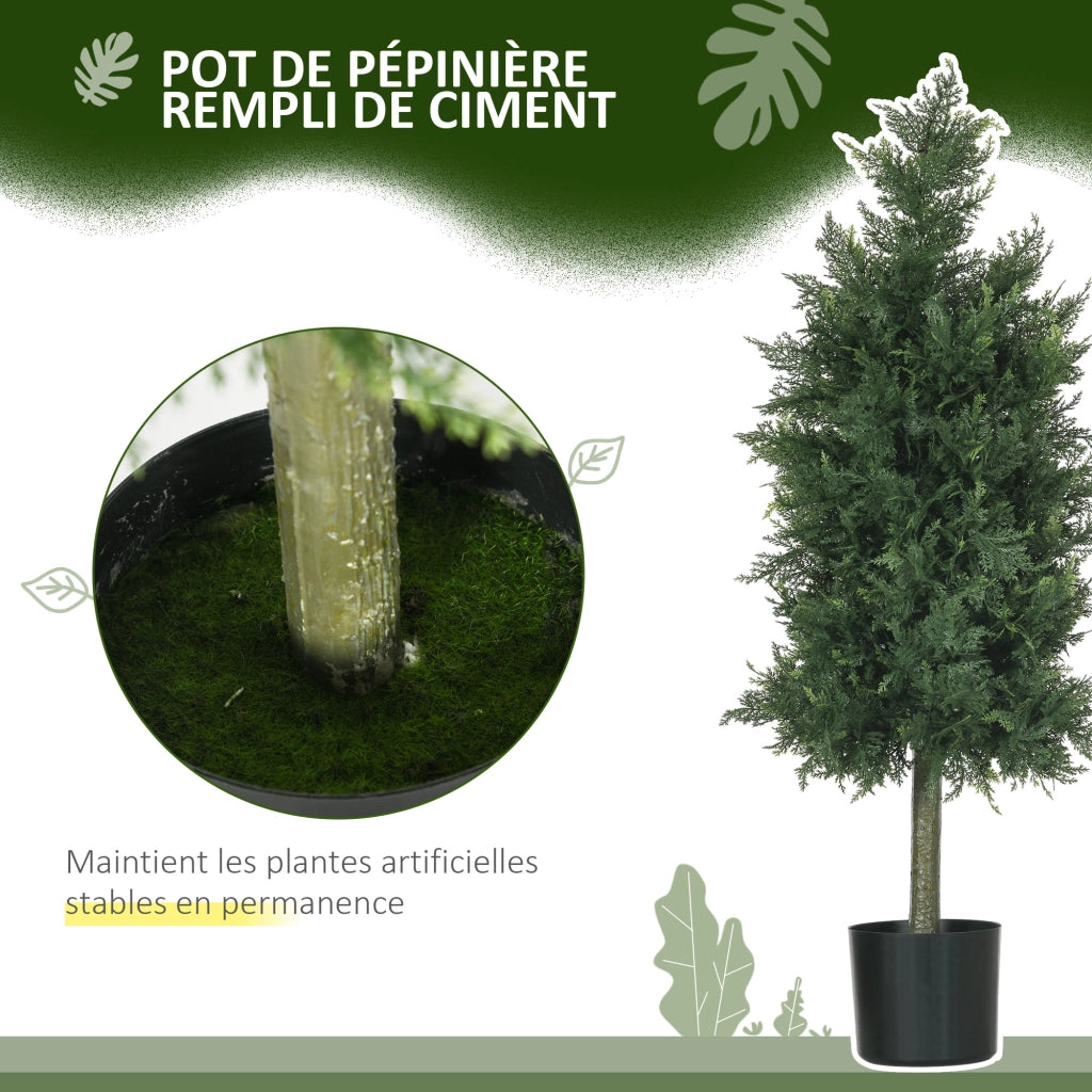 2 Piante Artificiali Cedro con Vaso ¨C zephmum ¨C Verde 38x12.5x90 cm