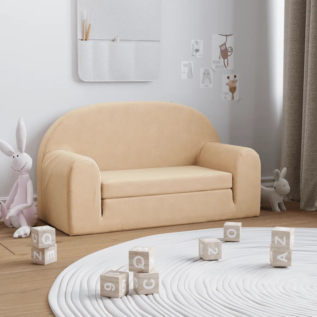 Divano Letto per Bambini a 2 Posti-Sofa Letto-Daybed-Divanetto Crema in Morbido Peluche 841593