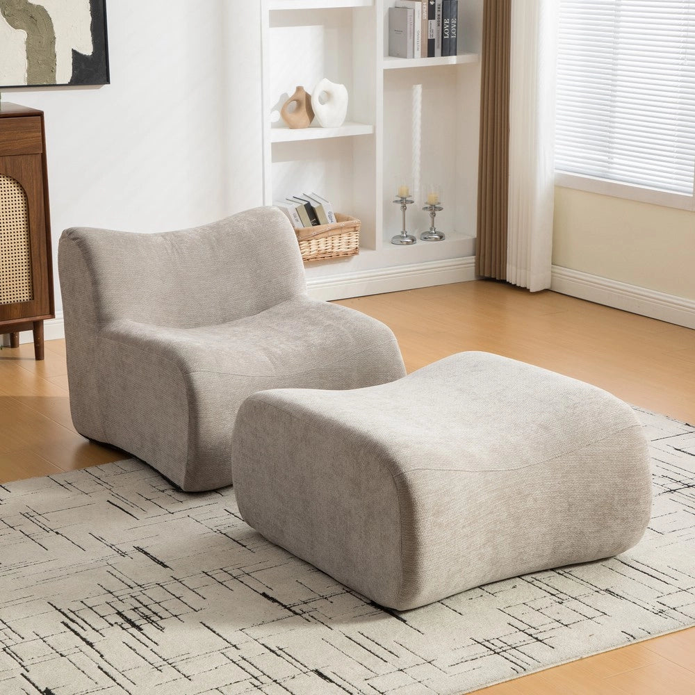 Divano Modulare in Tessuto Chenille ¨C MINIMAL ¨C Grigio, Morbido, Antimacchia