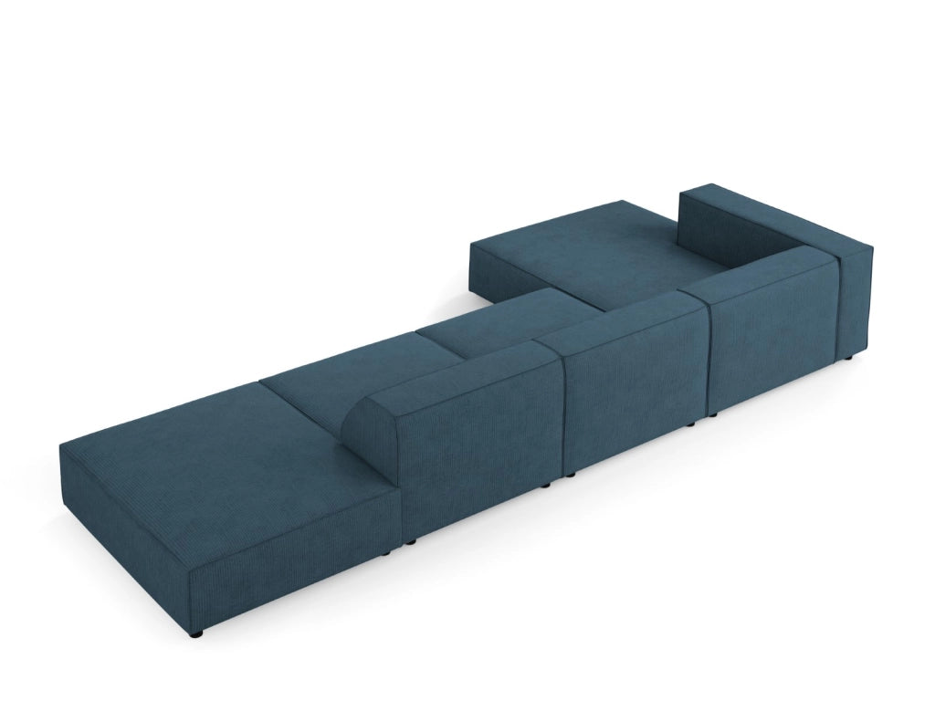 Cosmopolitan Design - Divano angolare sinistro "Arendal" 5 posti in ciniglia con effetto a coste blu scuro 