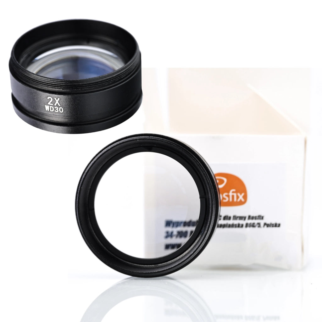 Lente per Microscopio Stereoscopico 2x – Ingrandimento 2X, Distanza di Lavoro 30mm | Filettatura 48mm