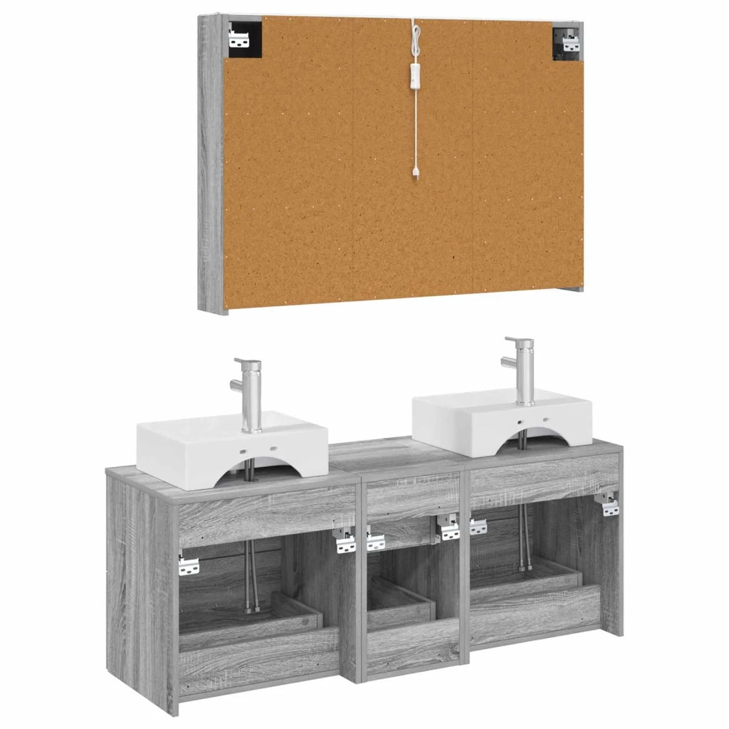 Set di mobili per il bagno 4 pcs Sonoma grigio 3406828