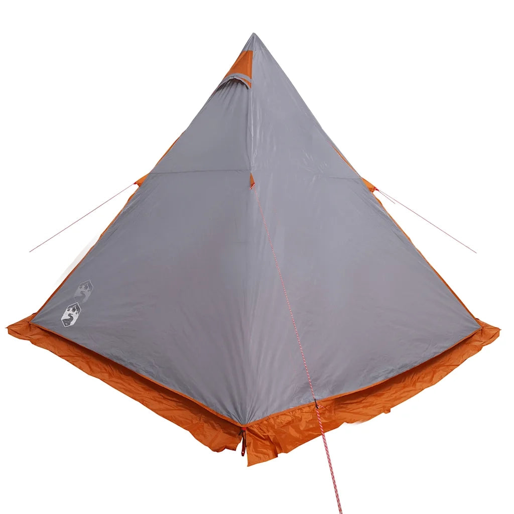 Tenda Familiare Tipi 6 Persone-Tenda da campeggio Grigia e Arancione Impermeabile 781299