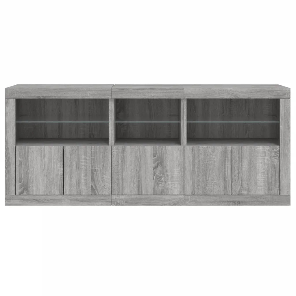 Credenza con Luci LED Grigio Sonoma 162x37x67 cm 3209000