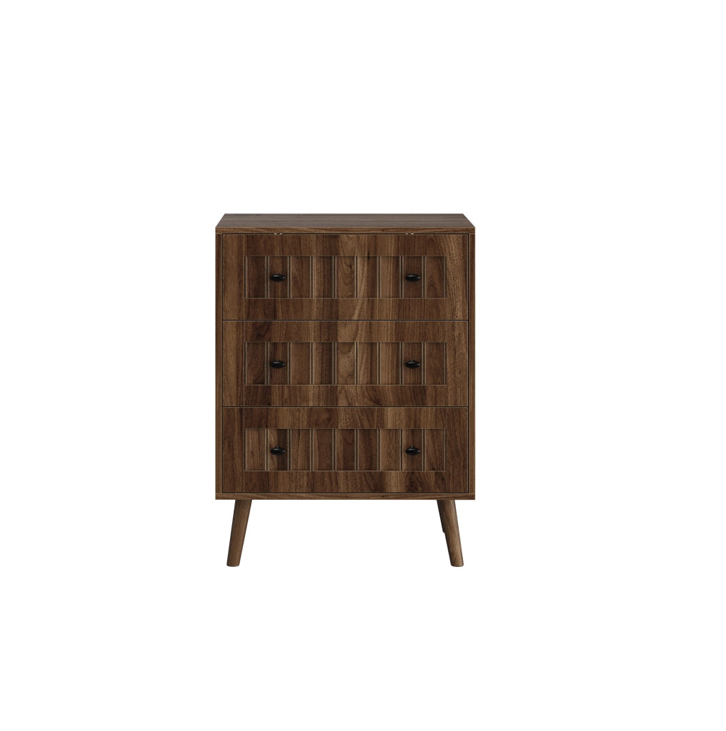 Cassettiera 60x40x79 cm con 3 cassetti; struttura stabile in MDF; noce
